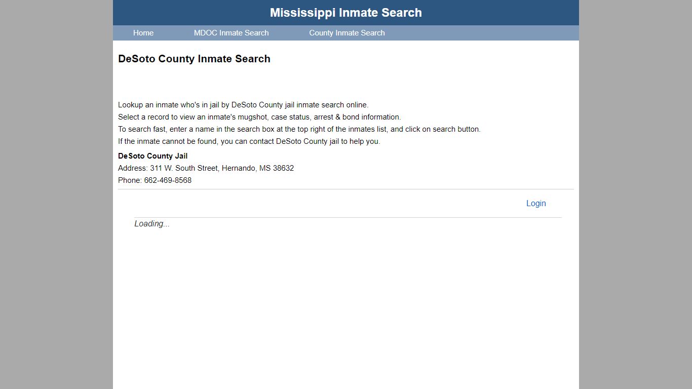 DeSoto County Inmate Search - Mississippi Inmate Search